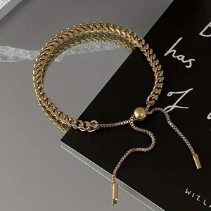 New Trendy 18K Gold Plated Stainless Steel Braided Bracelet, For Men & women